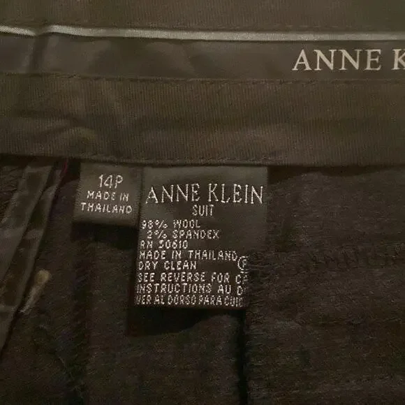 Anne Klein Black Wool Suit Pants/Trousers Flat Front EUC Sz 14P Business - Picture 2 of 10